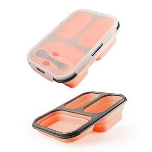 New Product Ideas 2023 Collapsible Silicone Food Lunch Containers Silicone Kids Bento Lunch Box With Compartments