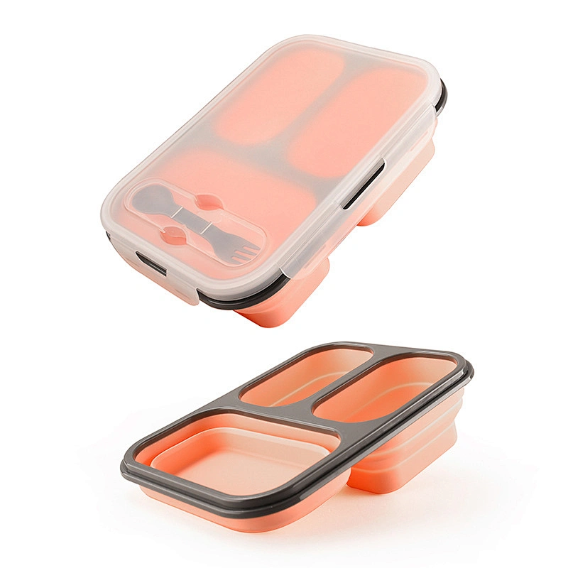 New Product Ideas 2023 Collapsible Silicone Food Lunch Containers Silicone Kids Bento Lunch Box With Compartments