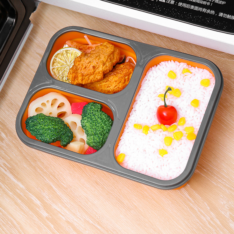 New Product Ideas 2023 Collapsible Silicone Food Lunch Containers Silicone Kids Bento Lunch Box With Compartments