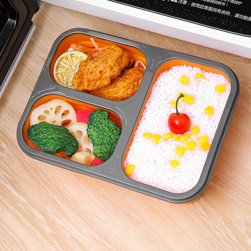 New Product Ideas 2023 Collapsible Silicone Food Lunch Containers Silicone Kids Bento Lunch Box With Compartments